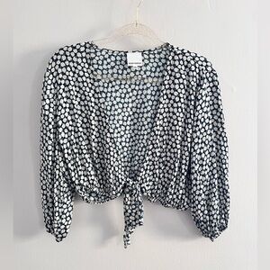 SKYLAR + MADISON Floral Print Front Tie Long Sleeve Top